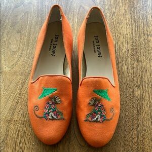 Jon Josef Orange Embroidered Women's Loafers